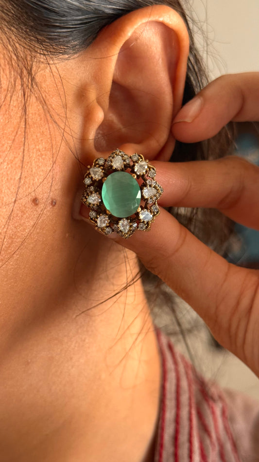 Mint doublet moissanite victorian studs