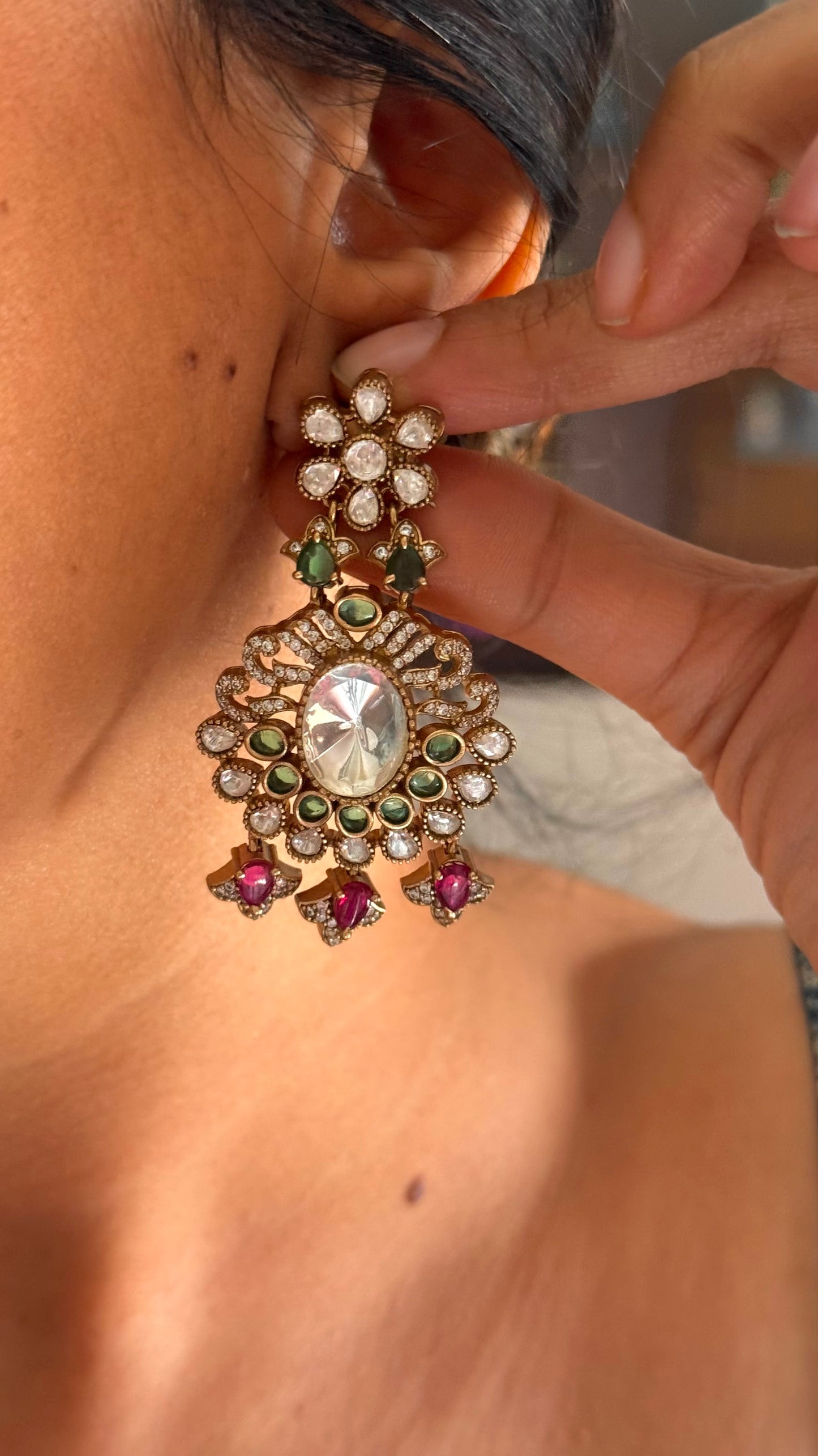 Ruby & emerald floral designer choker