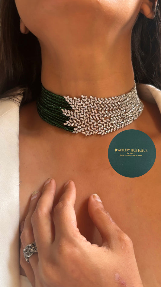 Emerald designer diamond choker