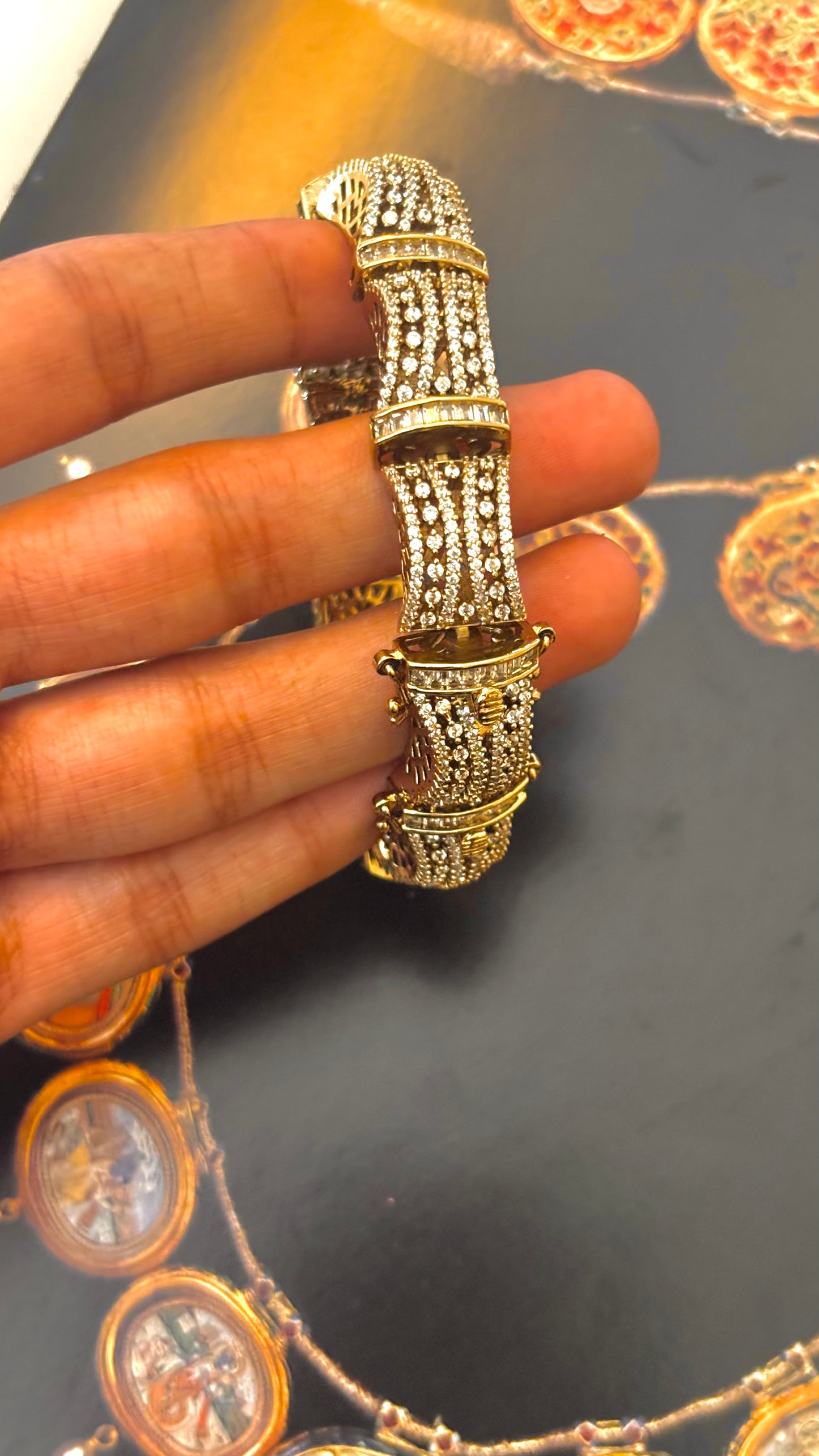 Cz diamond Victorian adjustable bracelet