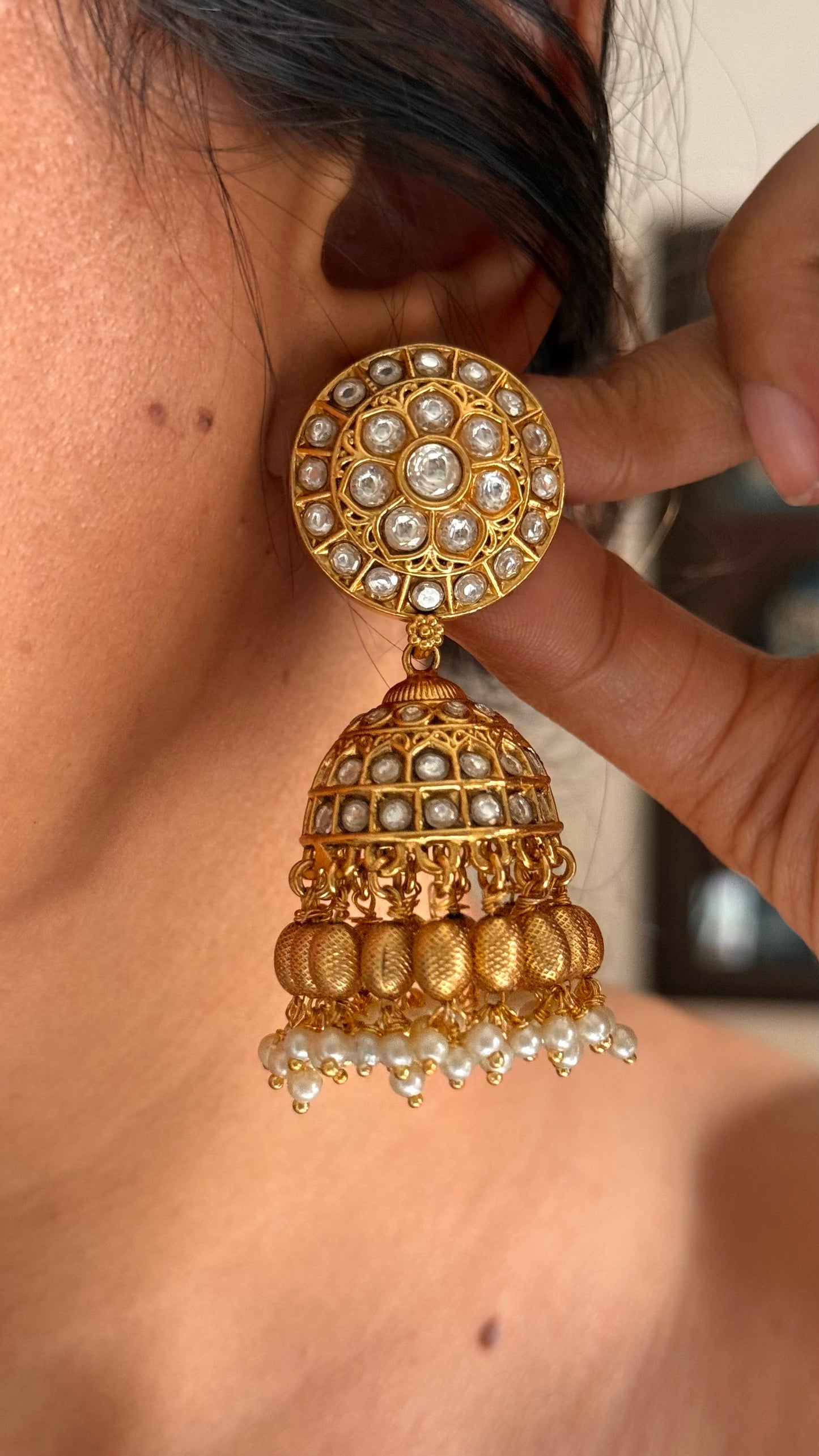 White polki Takkar work collar Necklace