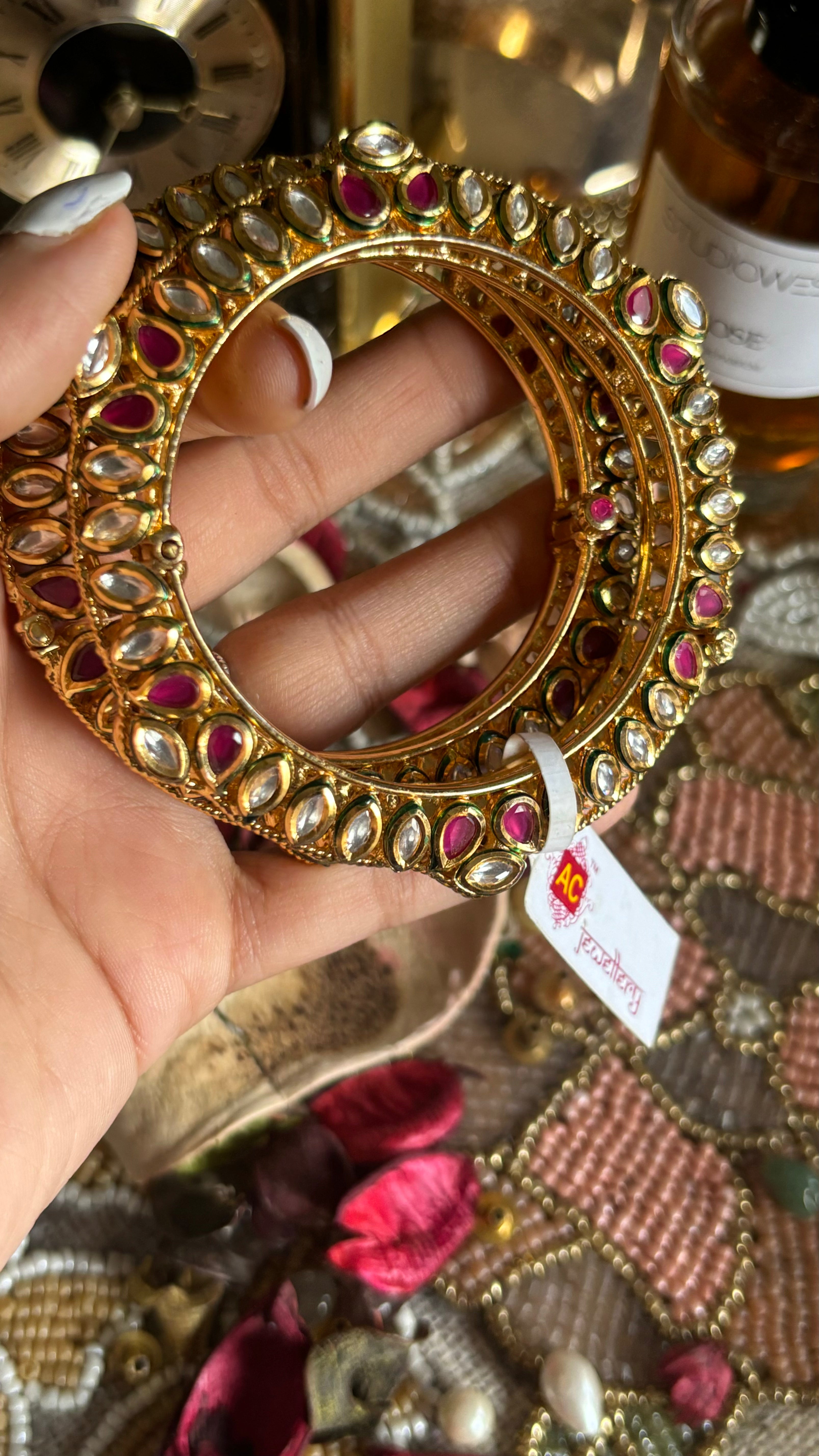 Meenakari ac kundan bangles