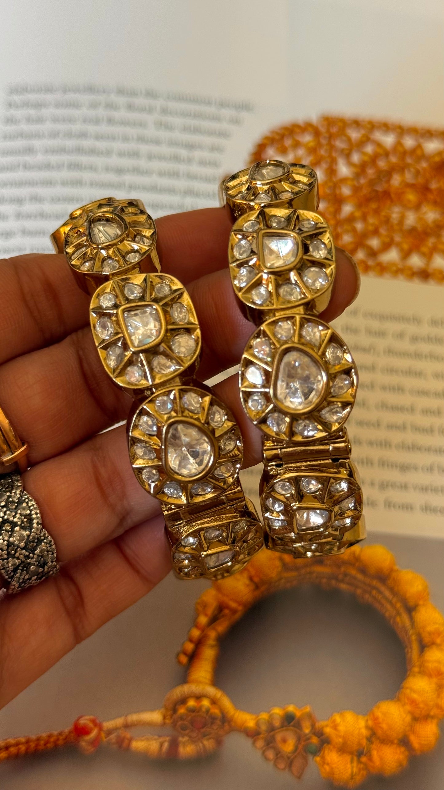 Real Moissanite Victorian uncut polki bangles