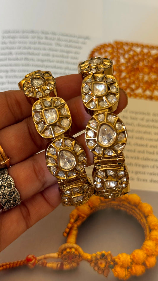 Real Moissanite Victorian uncut polki bangles