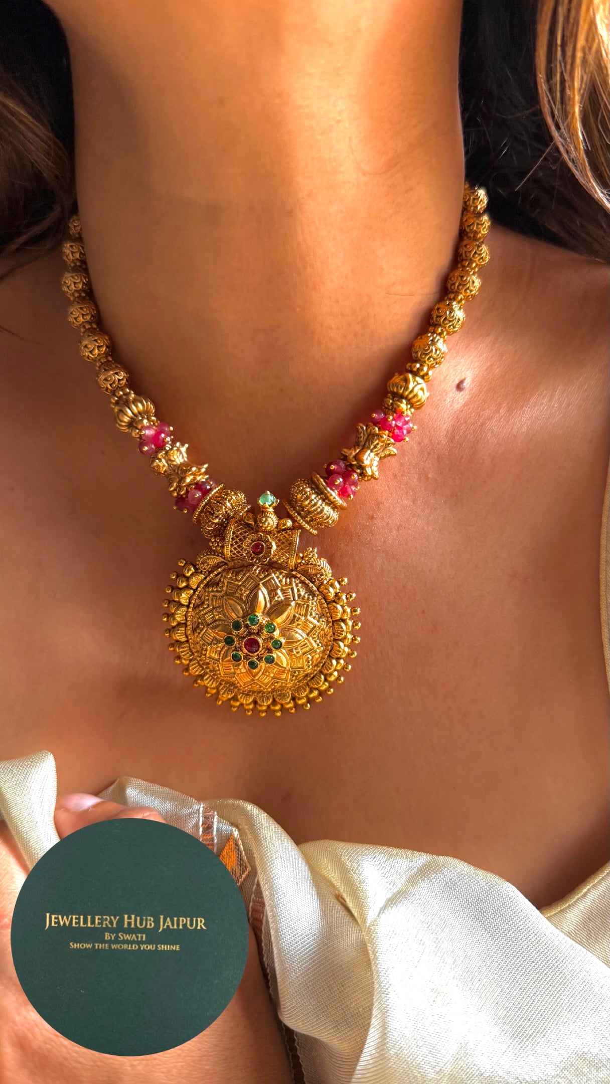 Gold rajawada heritage Combo Necklace