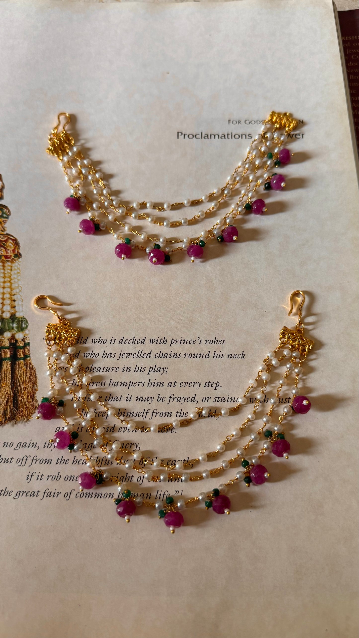 4 layer Rani pink kaanchain