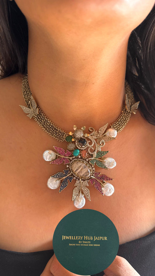 Sabyasachi inspired mother of pearl designer victorian necklace