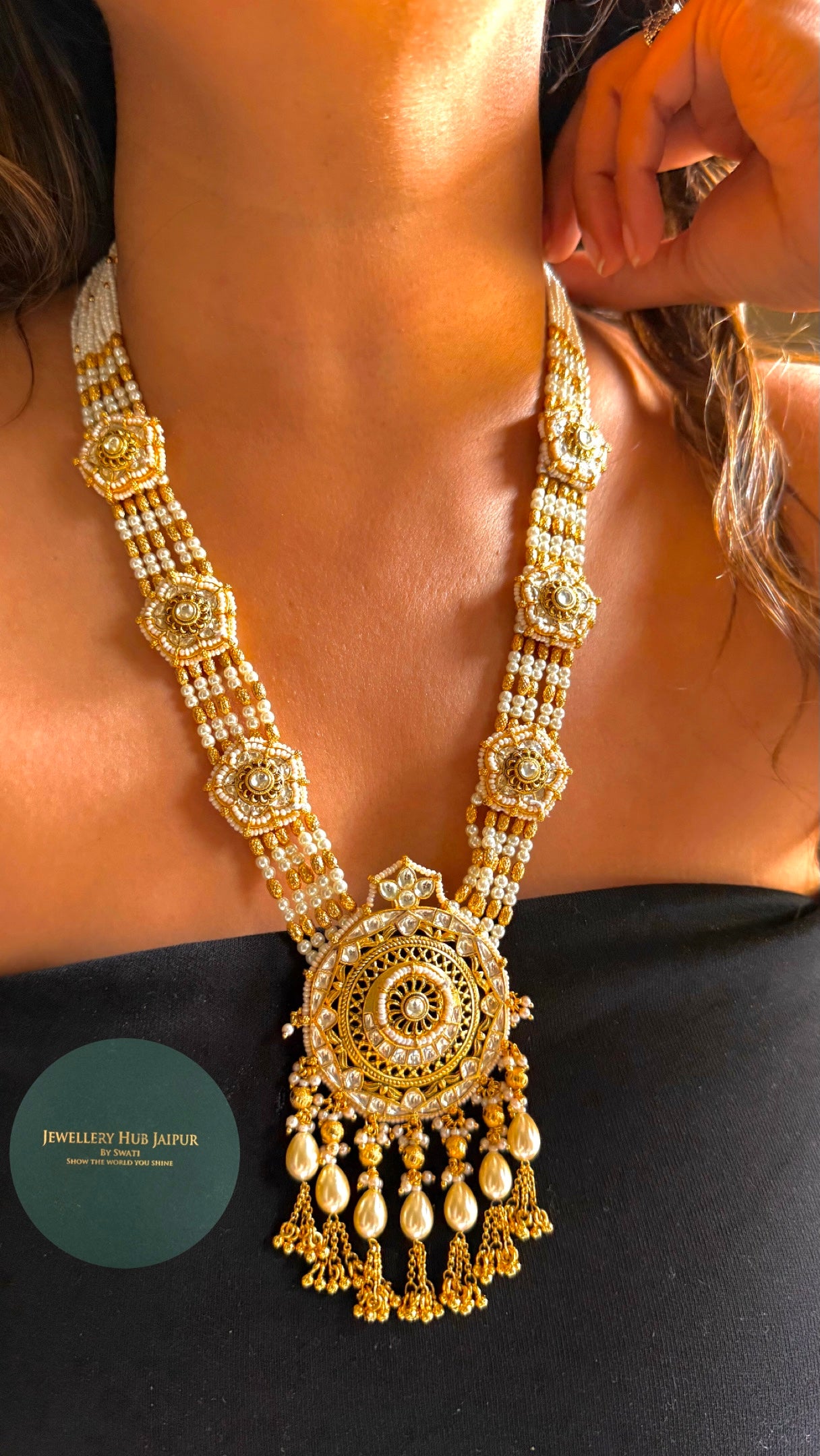 Mint floral Rajwada heritage Combo necklace