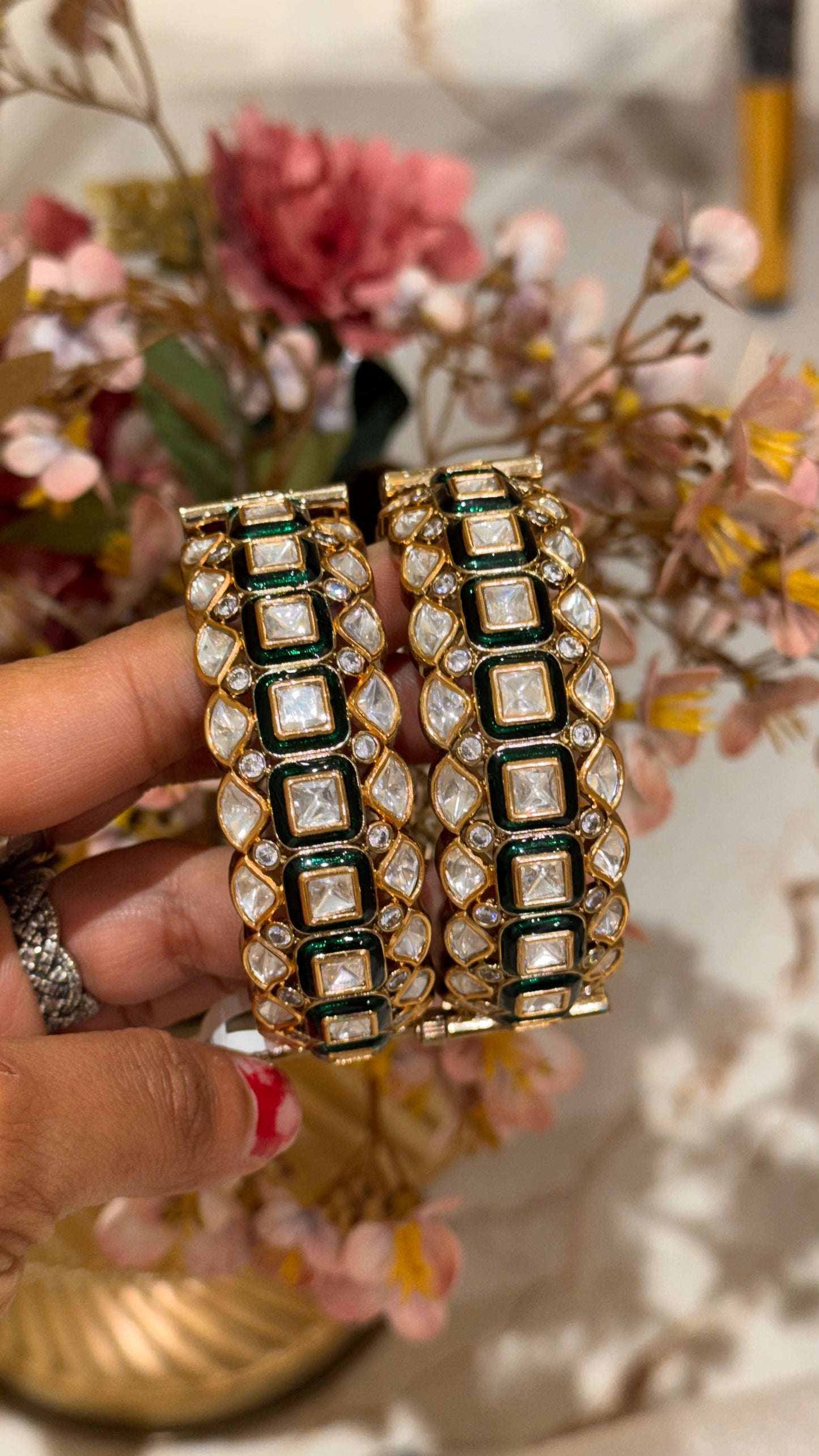 Emerald Menakari Victorian bangles