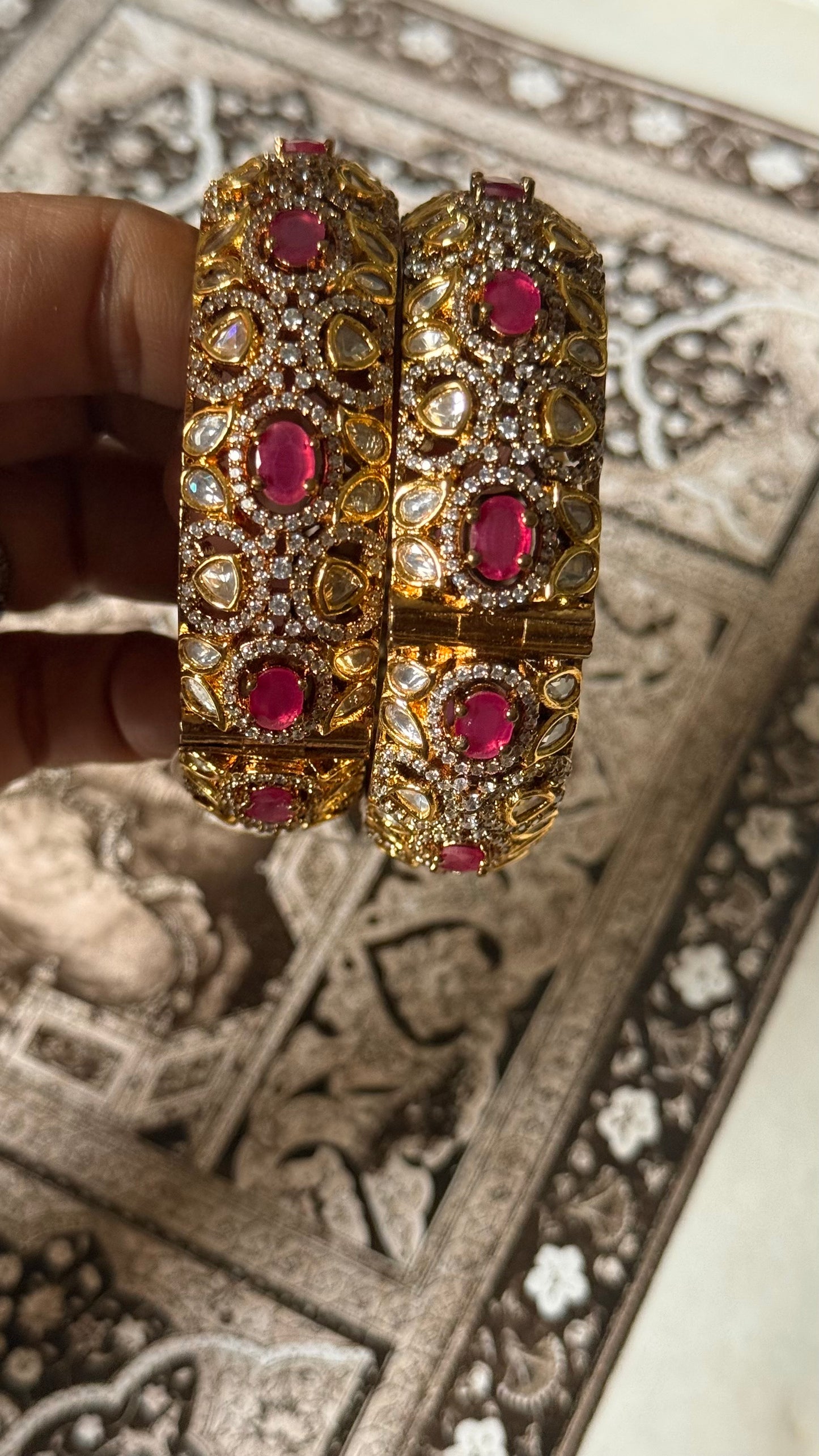 Rani pink doublet moissanite openable bangle