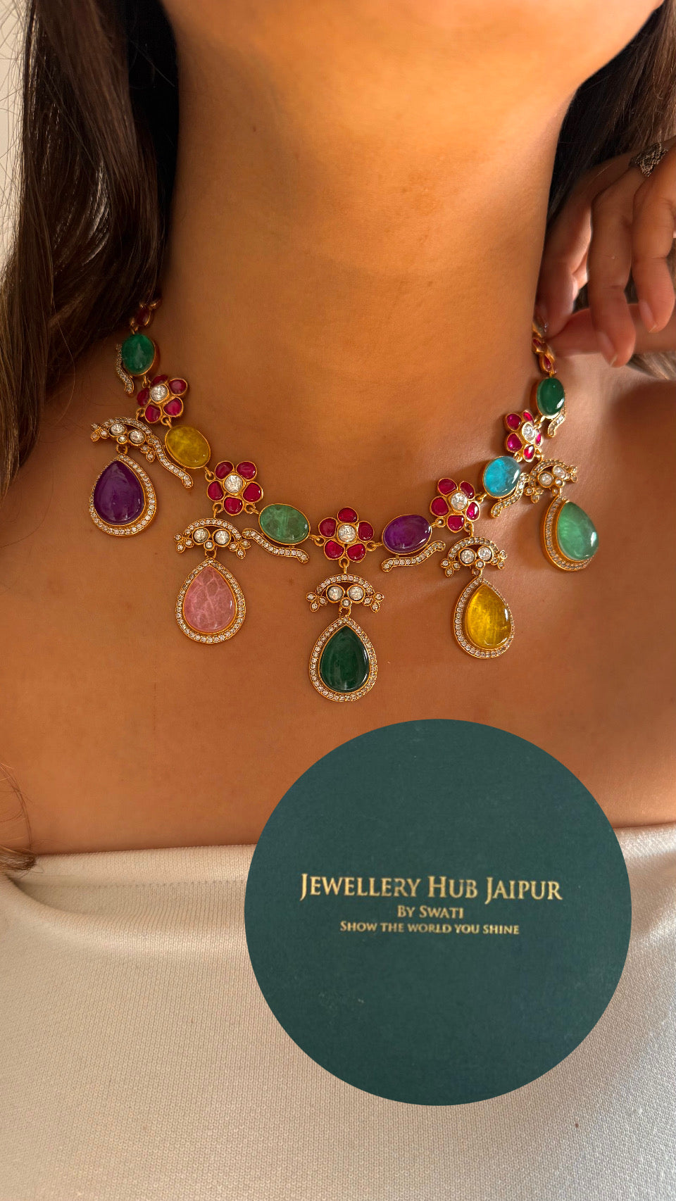 Amrapali inspired mixed stone collar necklace