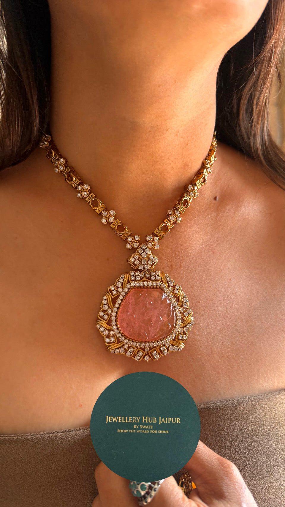 Necklace rose quartz  craving stone
