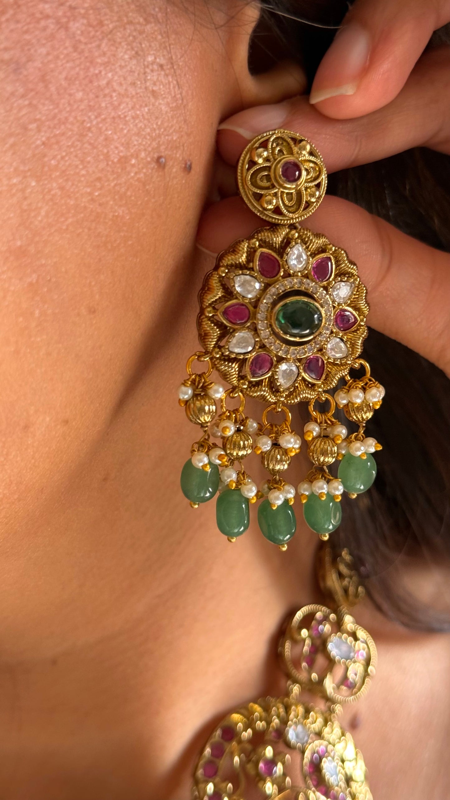 Emerald & ruby rajwada necklace