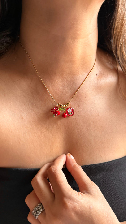 Miniature Fruit & Flower Charm Necklace