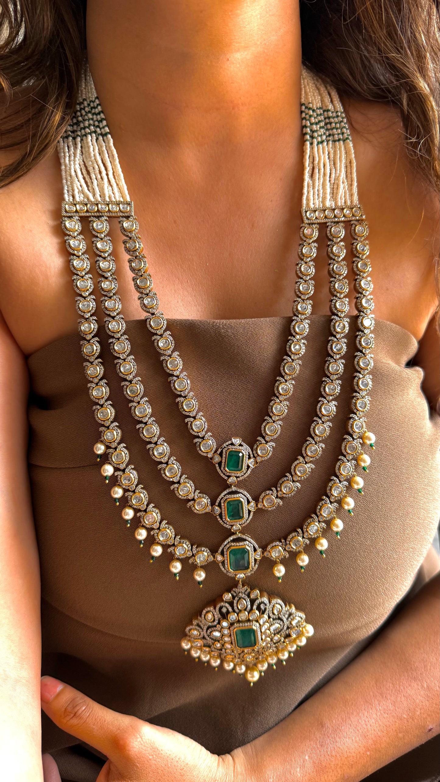 Emerald Victorian Polki Combo set