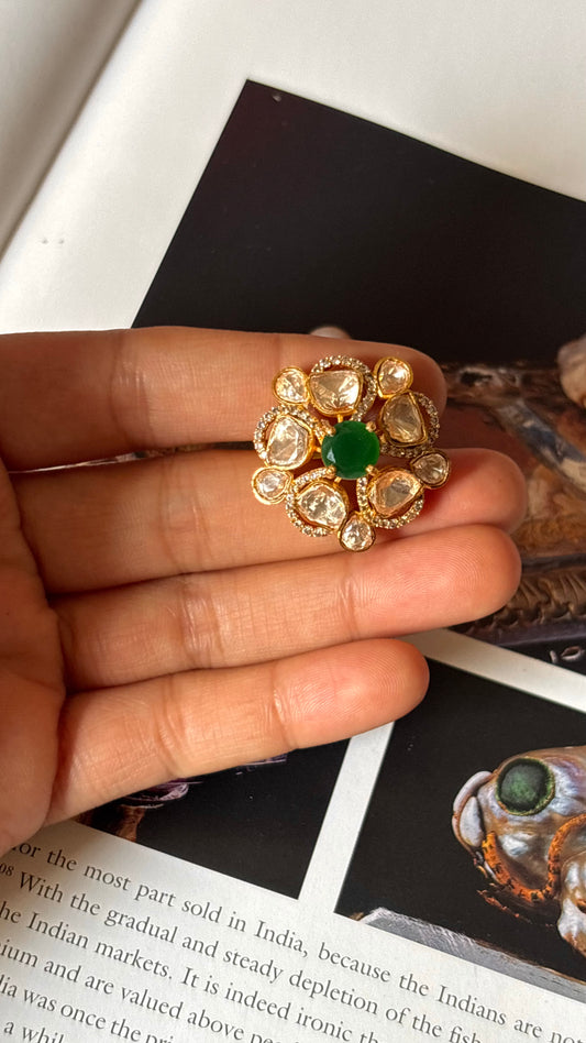 Emerald real moissanite elara ring