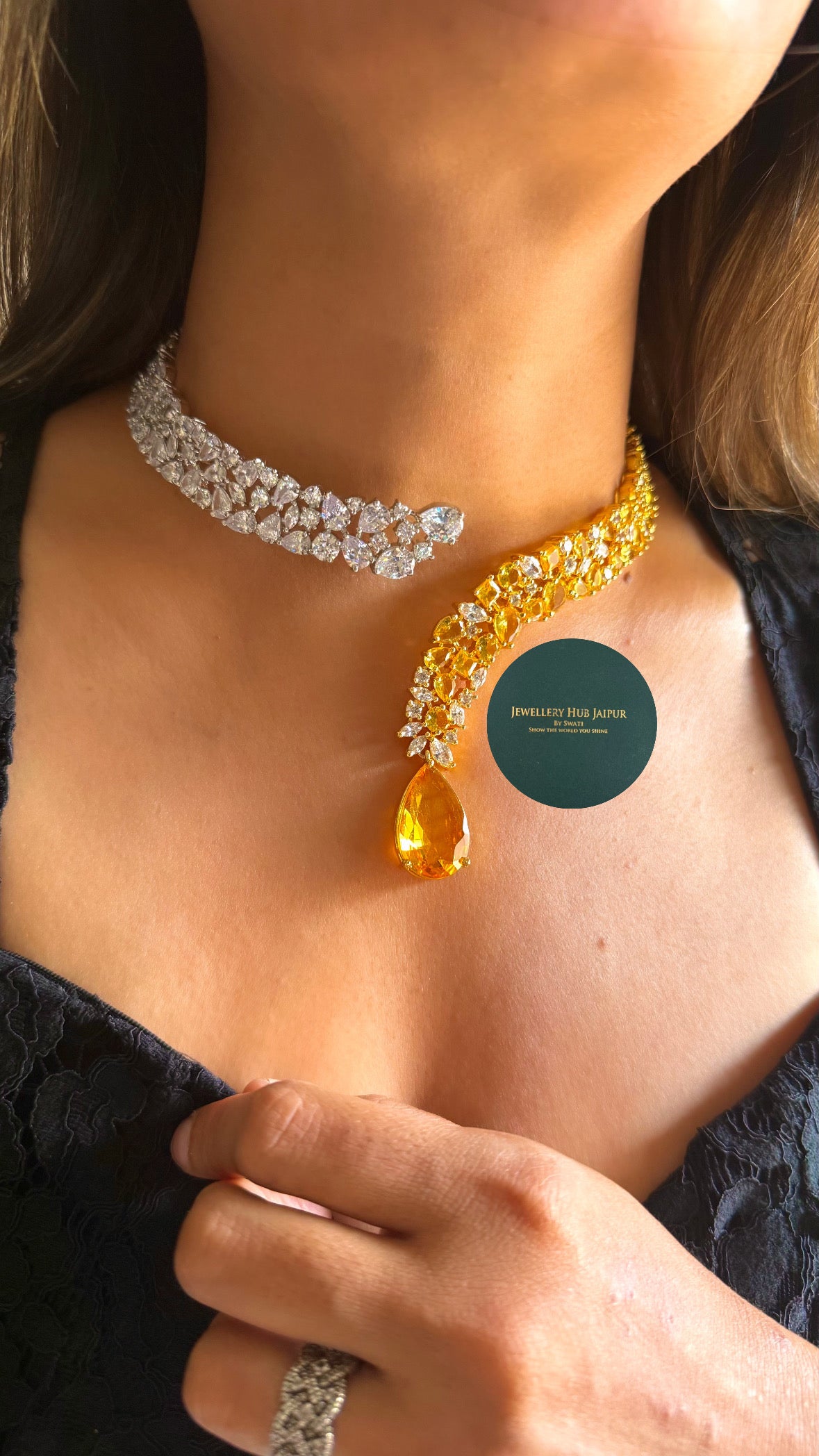 Ojasvi Topaz doublet designer necklace