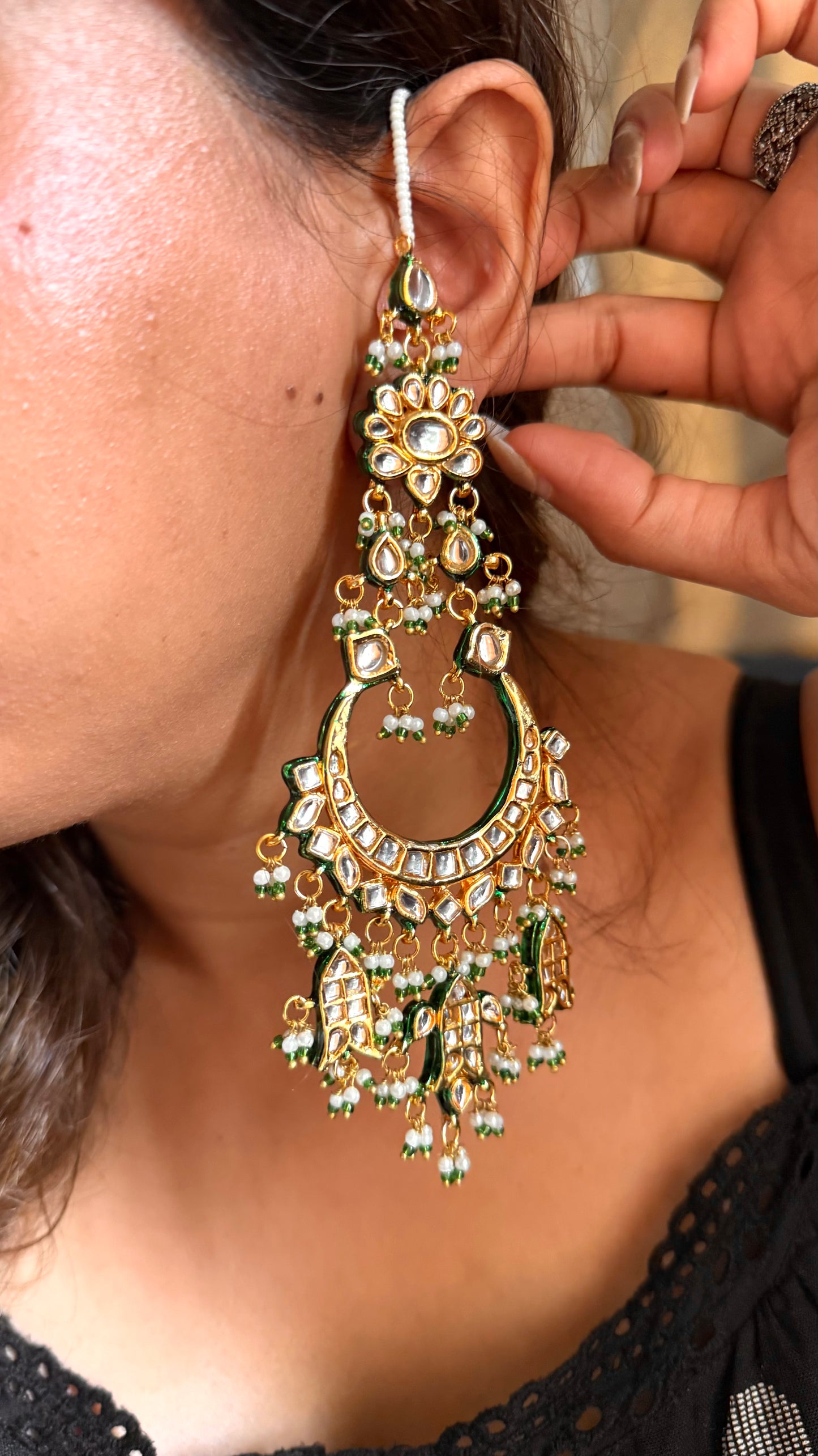 Meenakari kundan chandbali