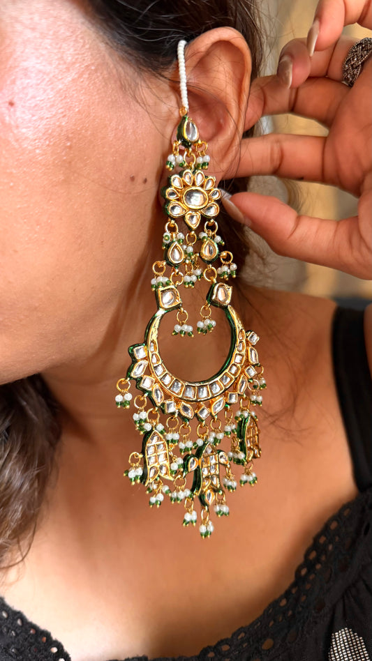 Meenakari kundan chandbali