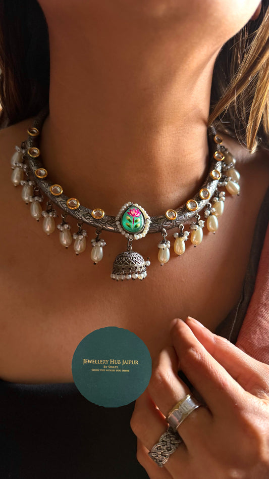 Handmade brass hasli with pearl detailing