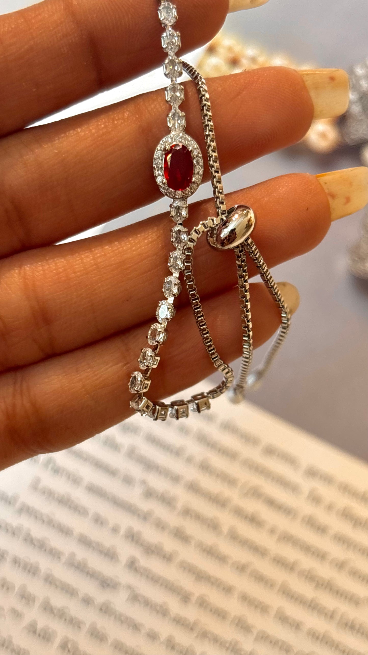 Ruby cz diamond adjustable bracelet