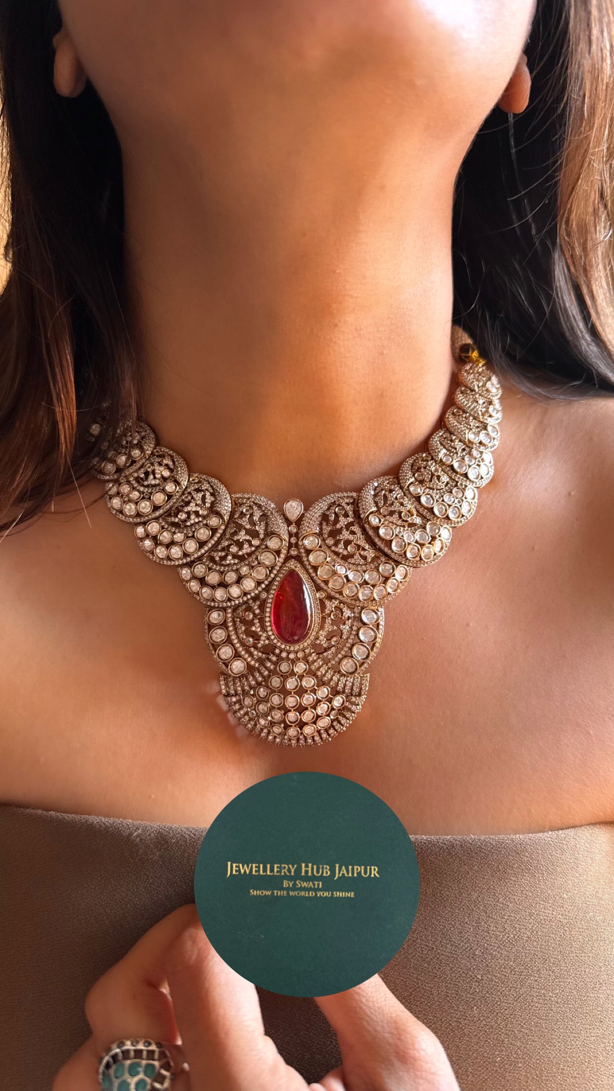 Ruby Victorian designer Collar Necklace