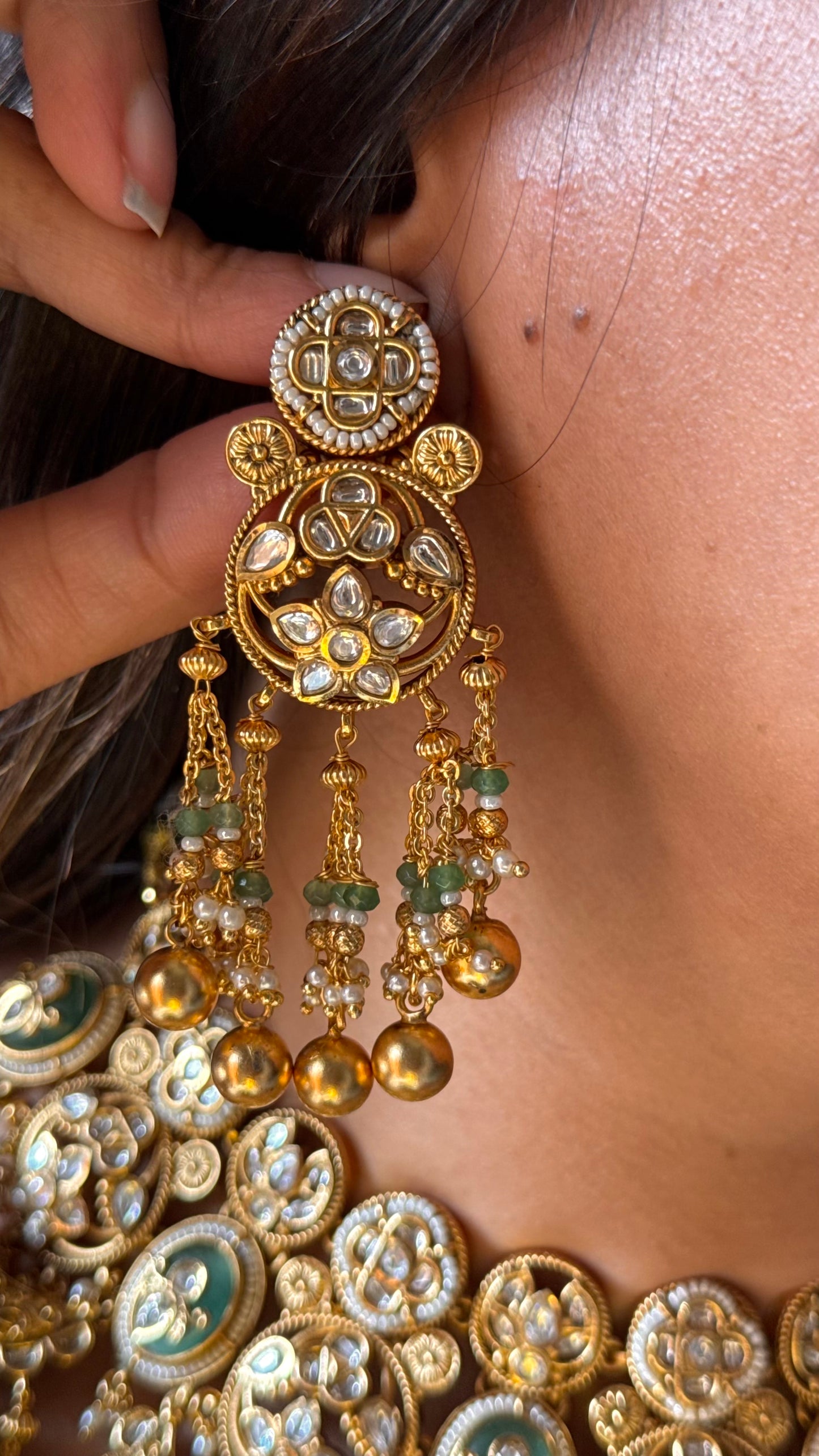 Mint heritage half moon rajwada bridal Necklace