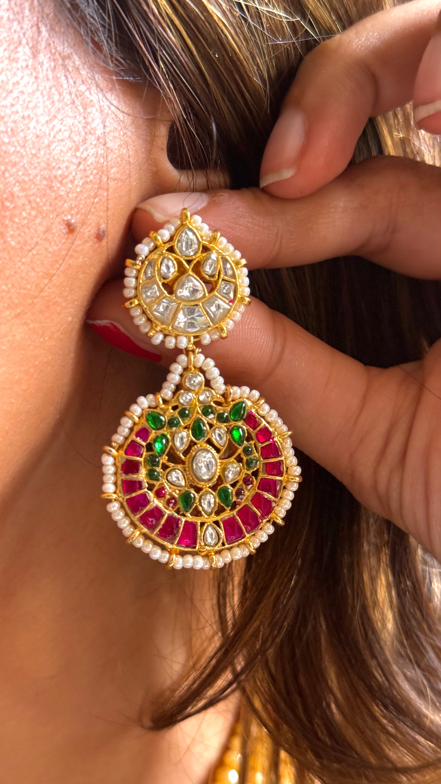 Pachi Kundan mixed polki necklace