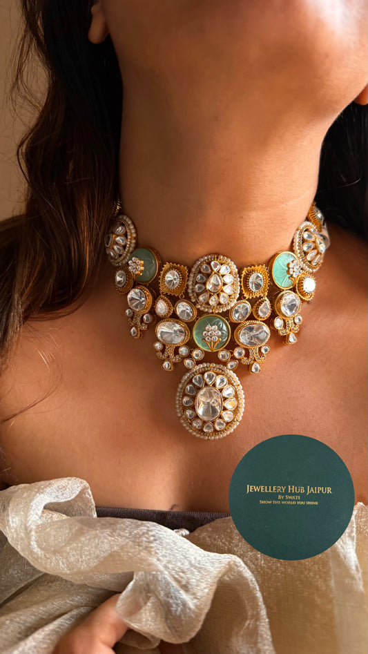 Mint polki statement choker