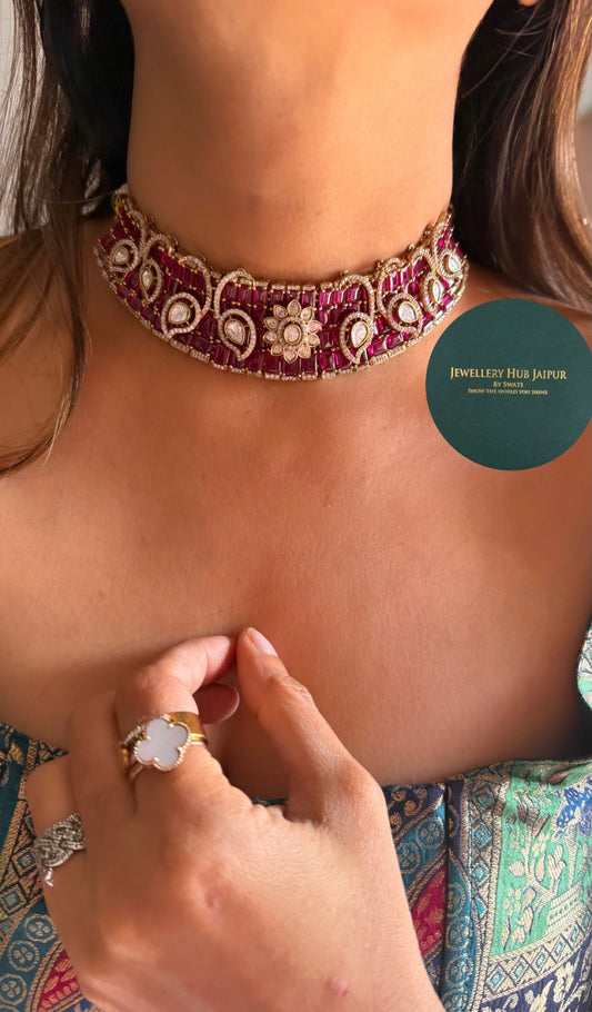Ruby cocktail moissanite inlay set