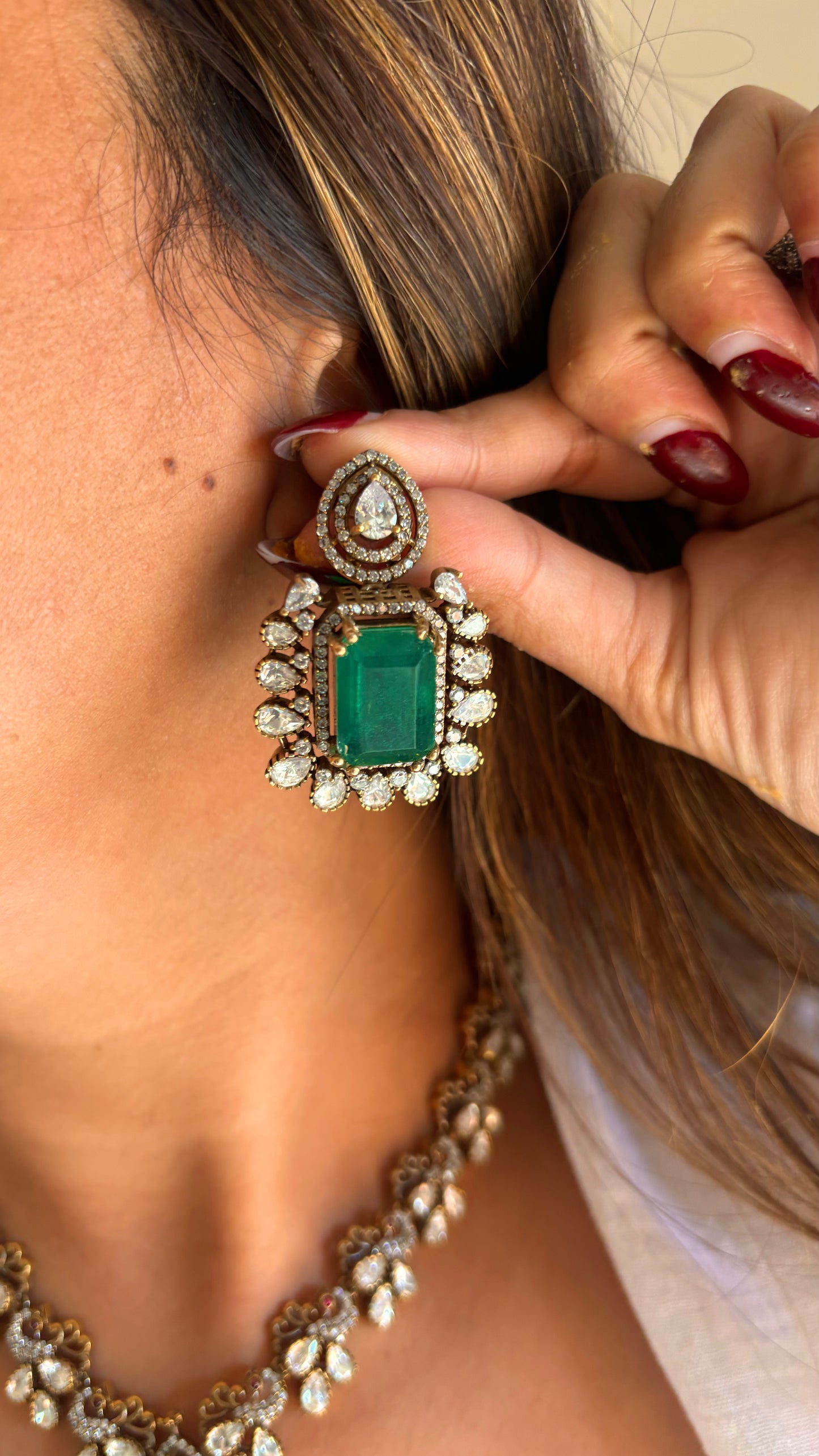 Preet Emerald Victorian designer necklace