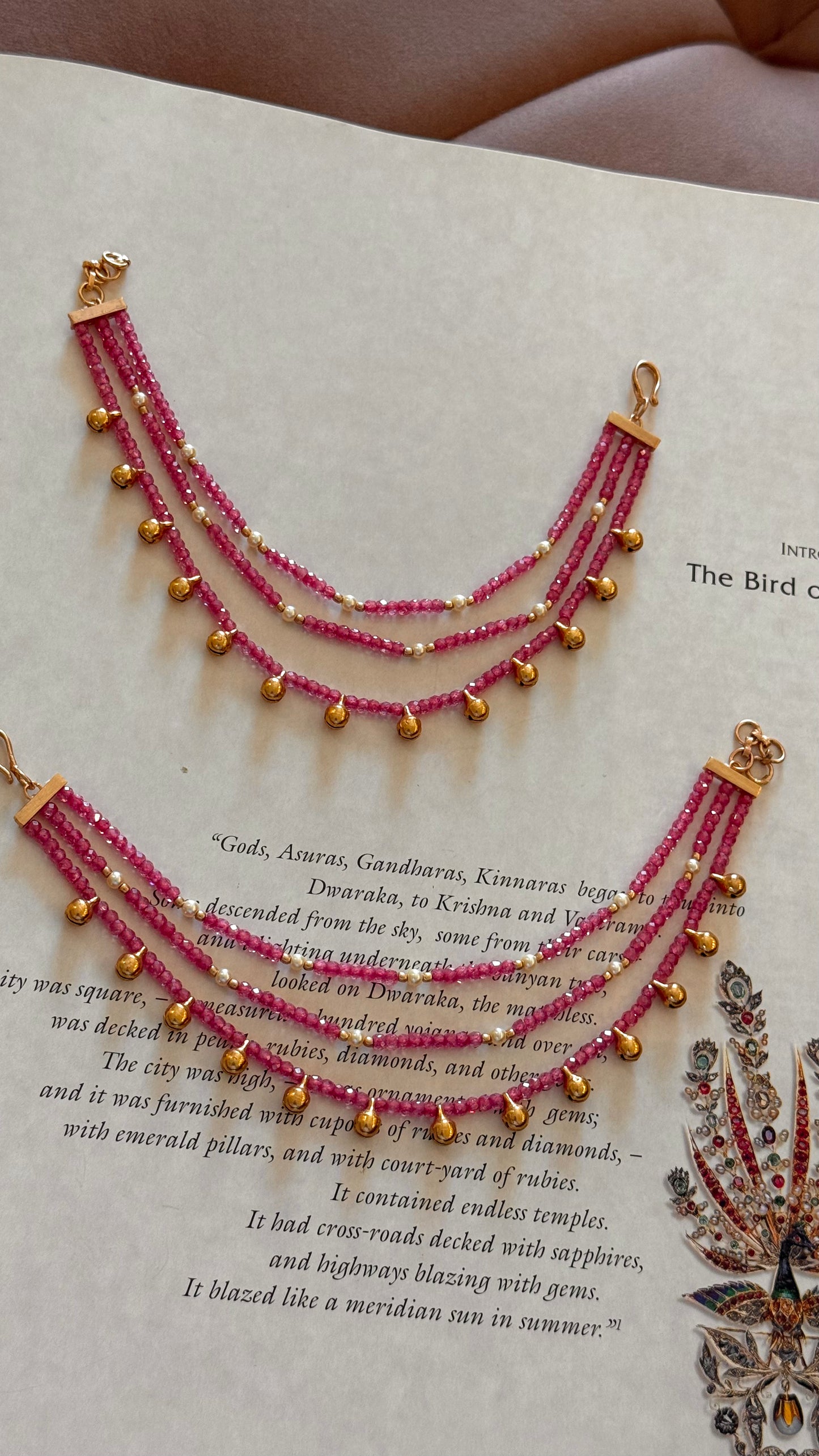 Rani pink three layerd earchain