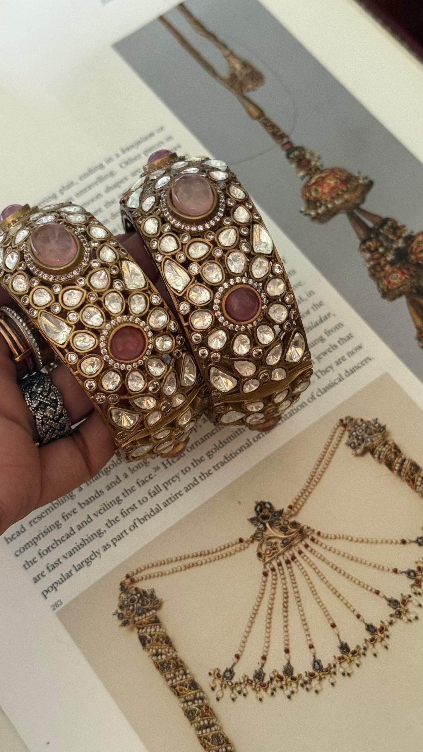 Rose quarts polki bangles