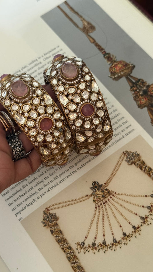 Rose quarts polki bangles