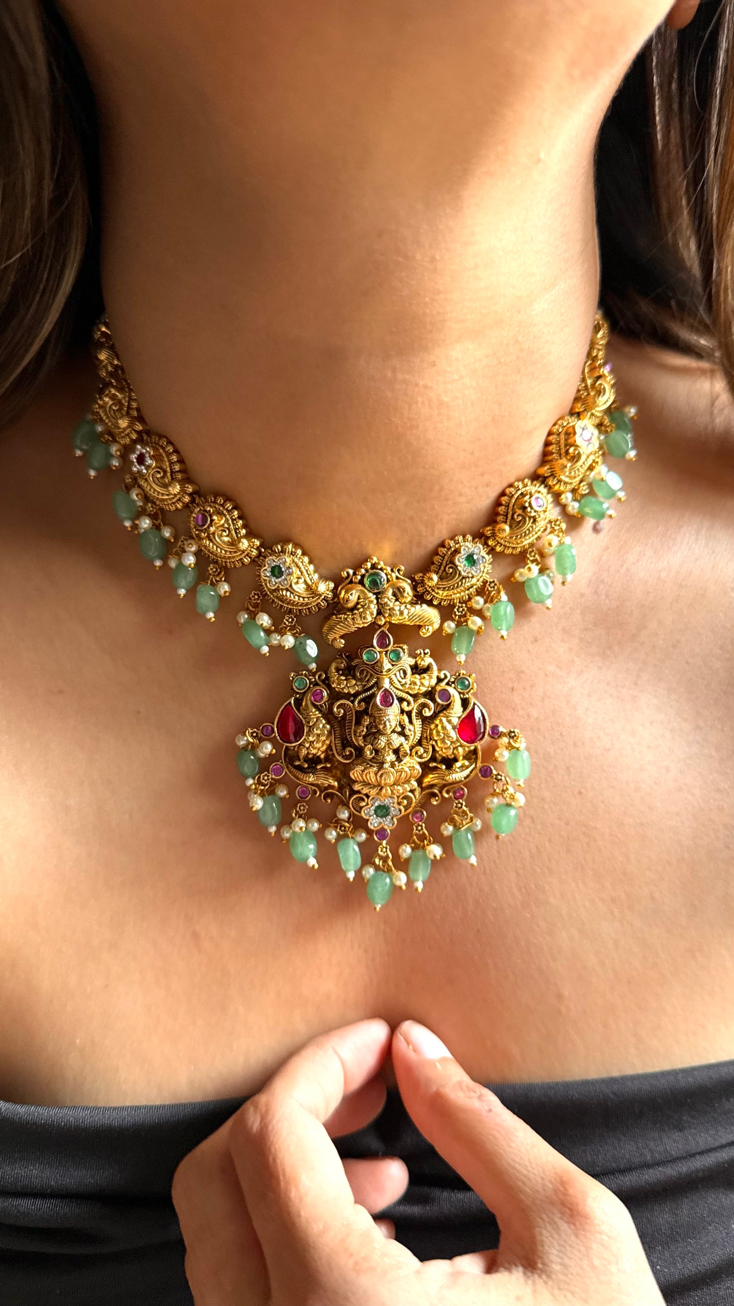 Goddess laxmi inspired temple necklace