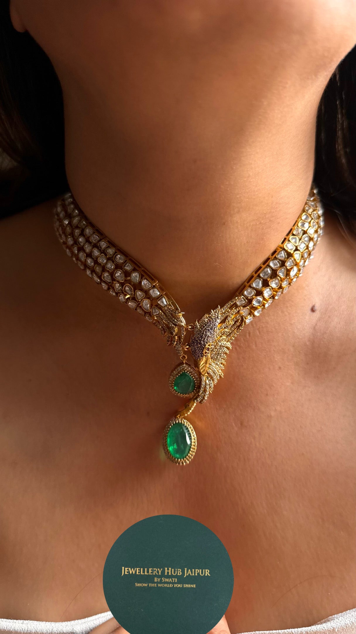 Emerald baaj designer cocktail necklace