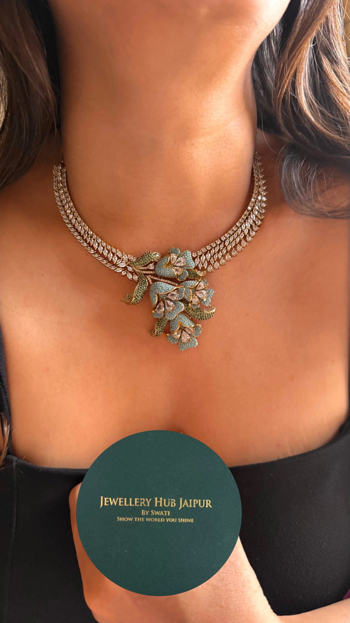 Firoza floral designer cocktail Necklace