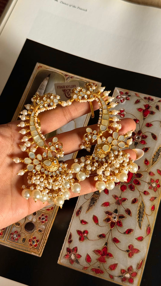 Paachi Mother of pearls ear cuff with chandbali