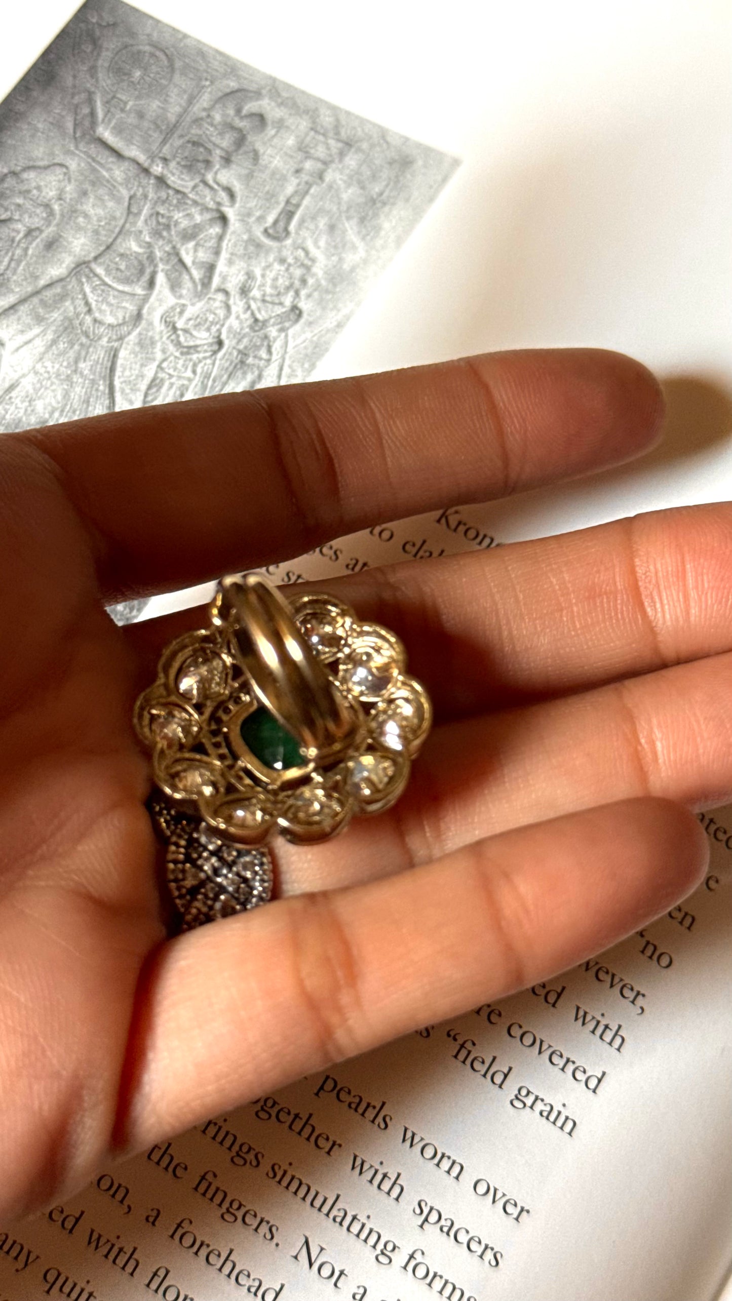 Emerald doublet real moissanite Ring