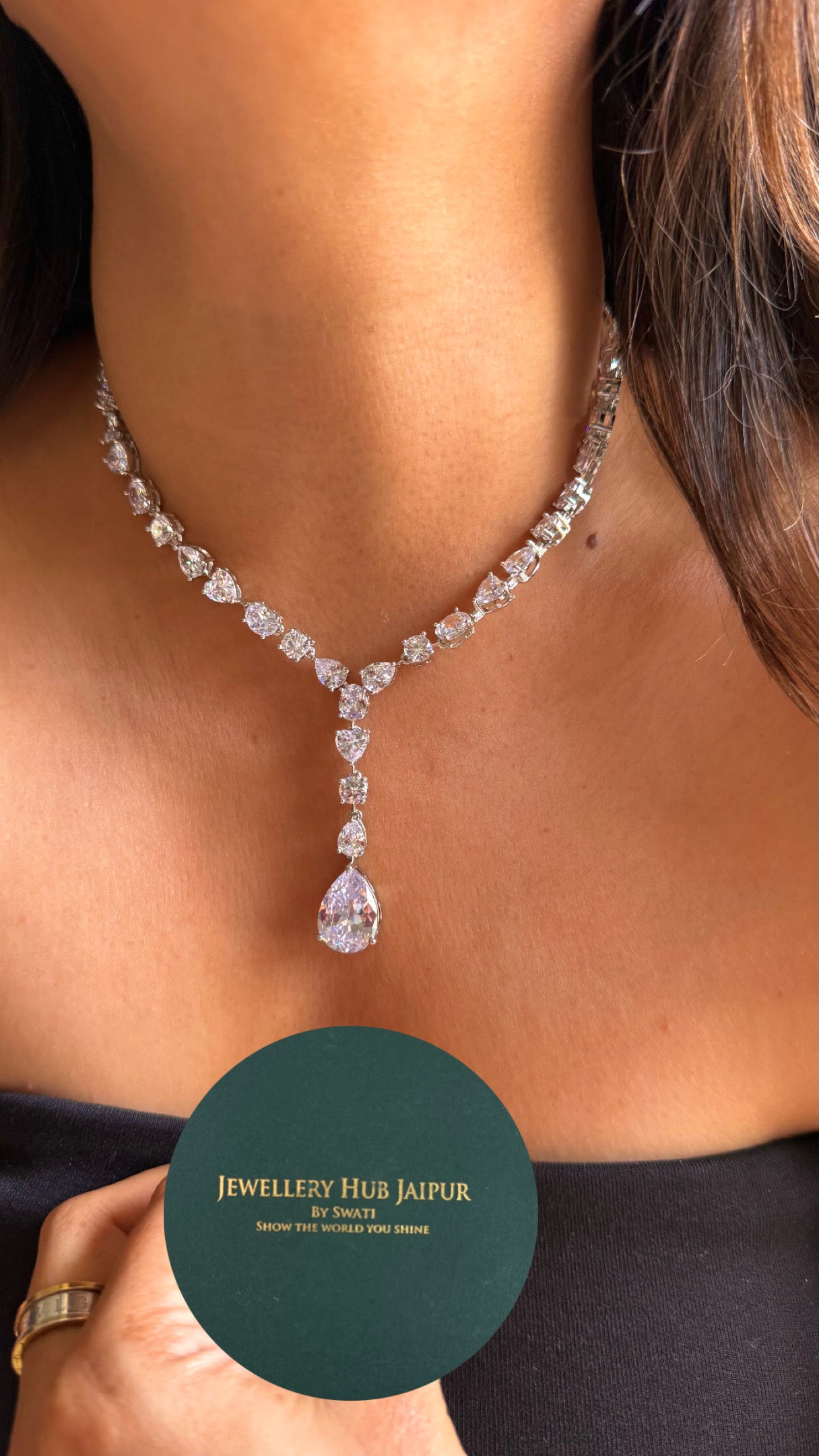 Cz celeste diamond cocktail Necklace