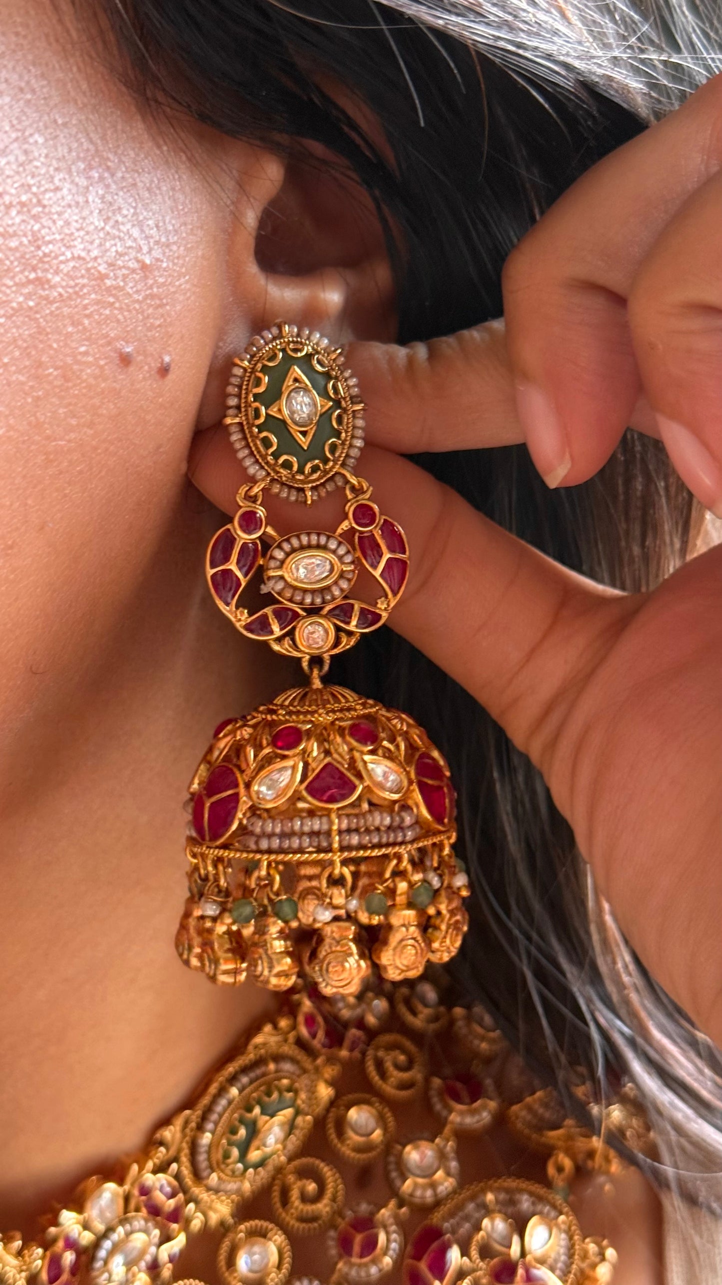 Mint & ruby heritage rajwada Necklace