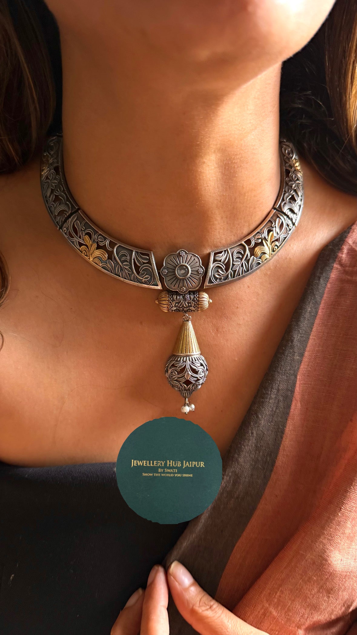 Mehru tribal floral detailing necklace