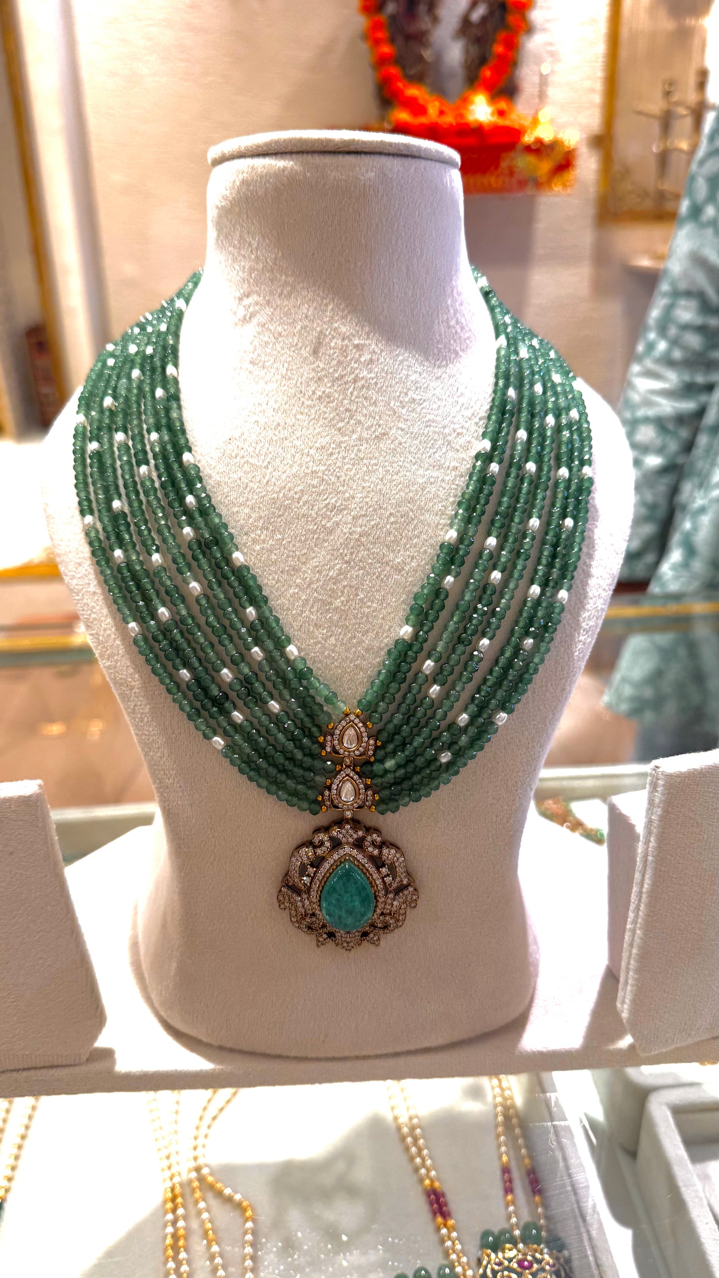 Ruby eight layer maala necklace