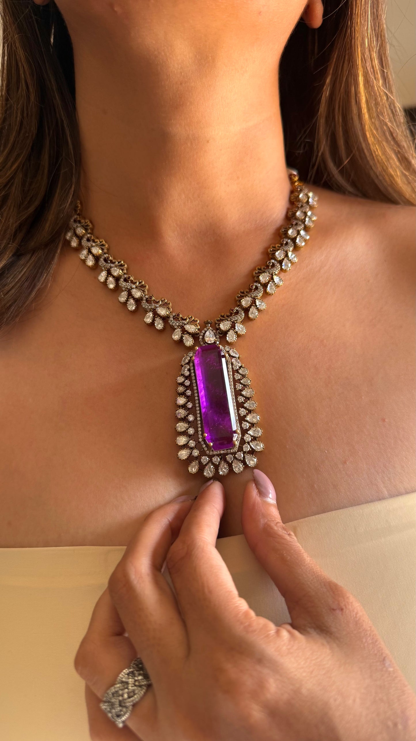 Preet Tanzanite necklace with earrings