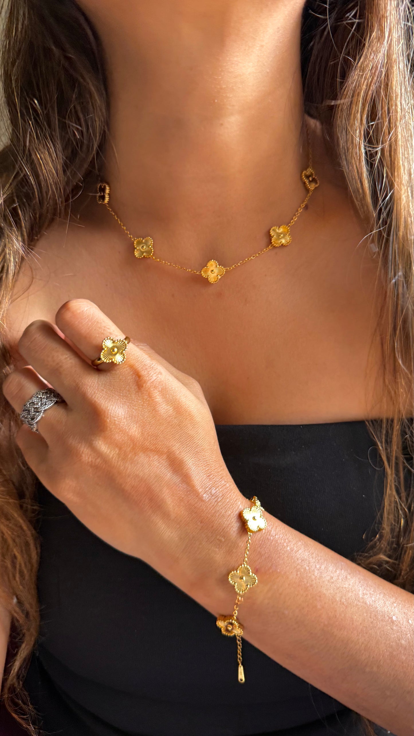 Vancleef Gold combo-Ring, Necklace, Bracelet and Earrings