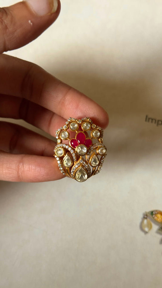 Ruby katdana moissanite adjustable ring