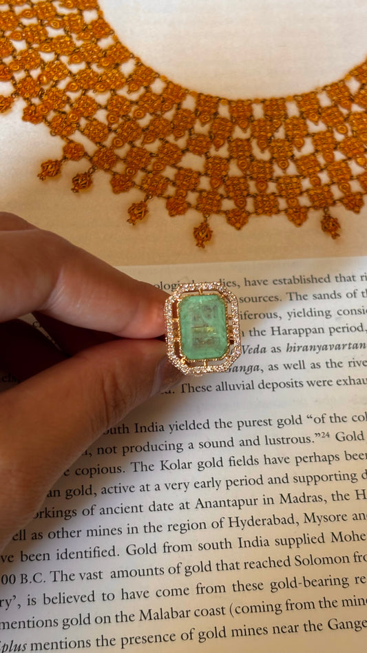 Mint square shape adjustable ring