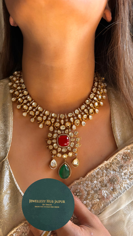 Ruby & Emerald real moissanite necklace