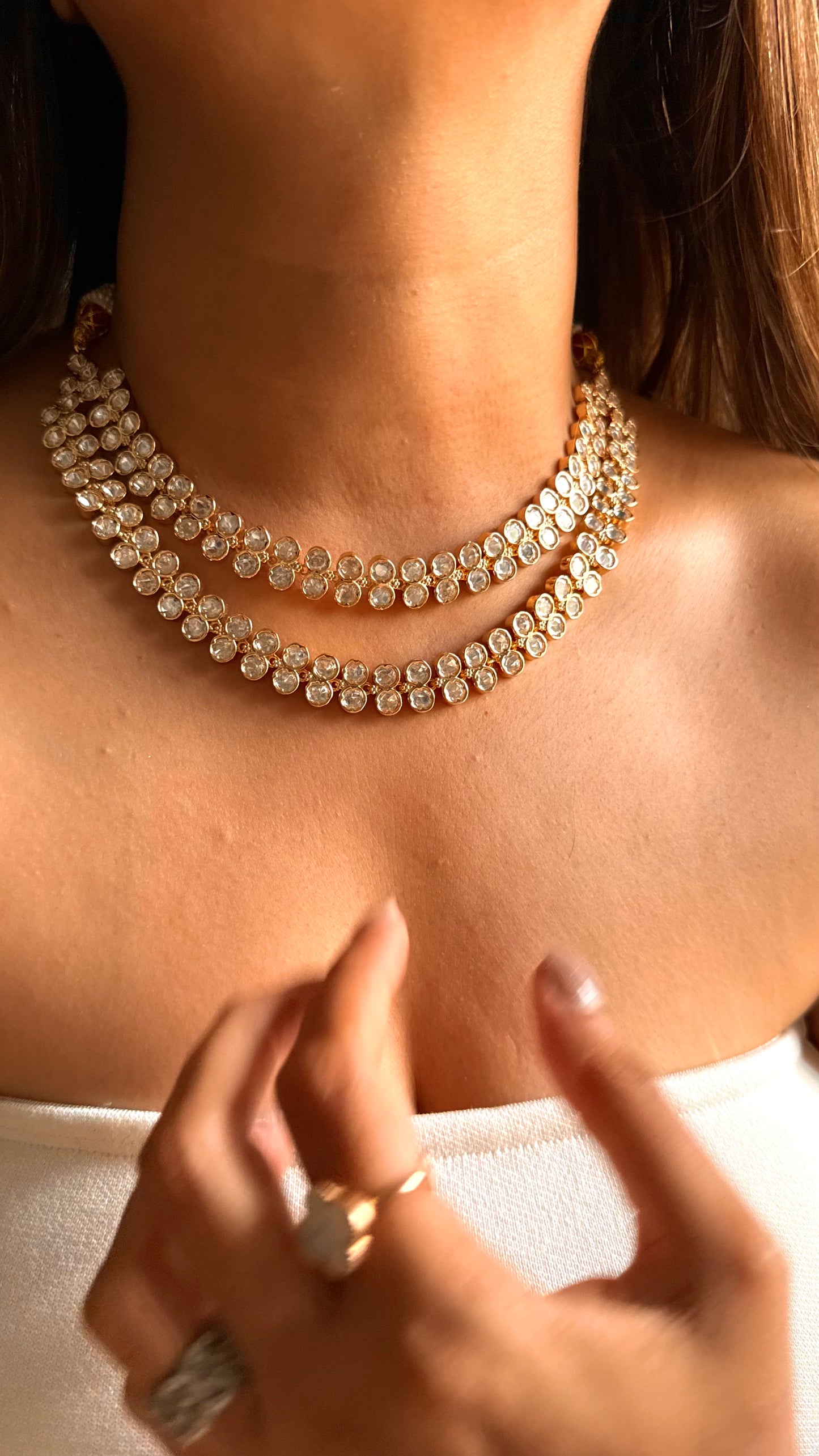 Moissanite double layer collar set