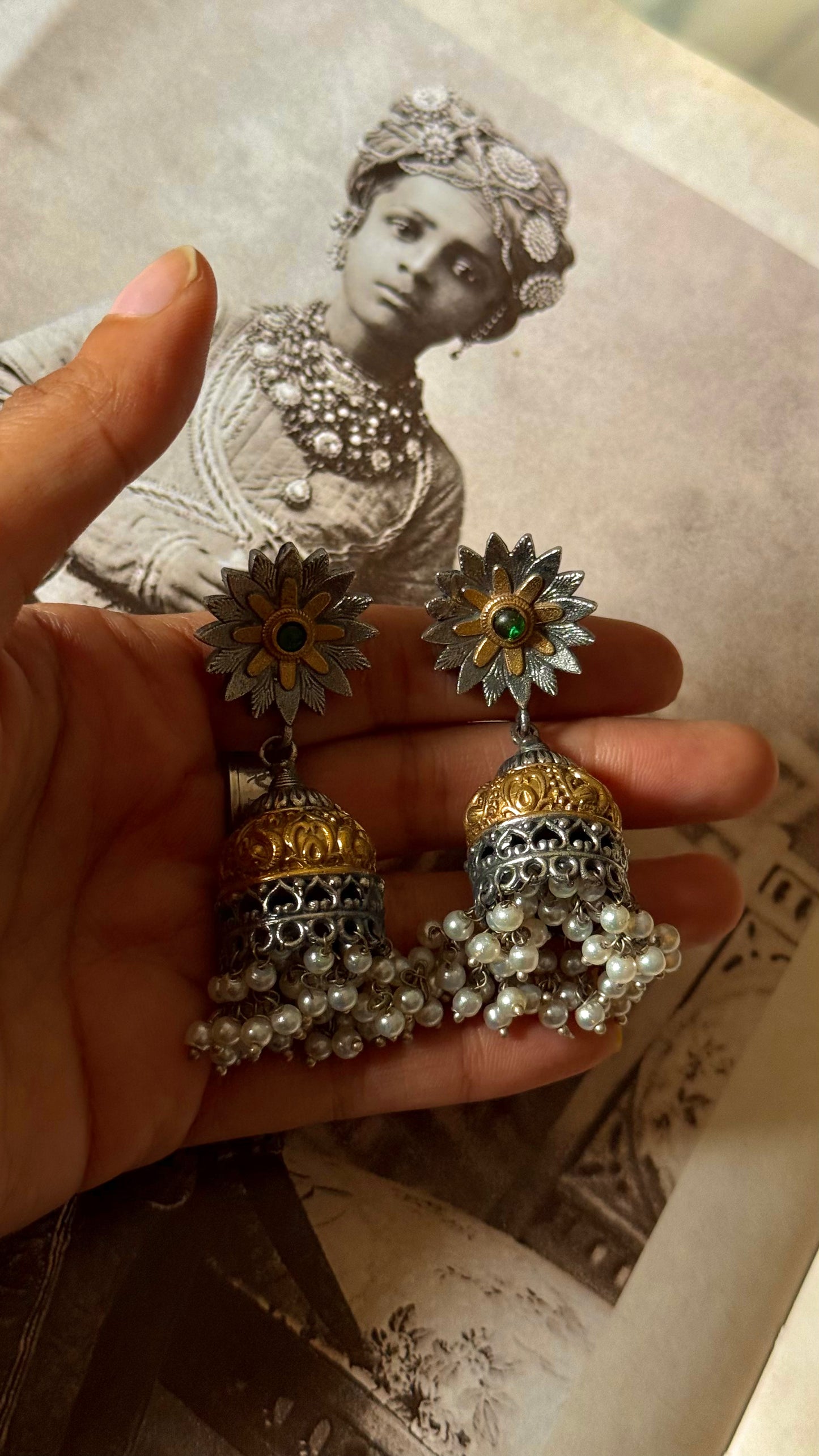 Emerald floral Garo tribal Earrings